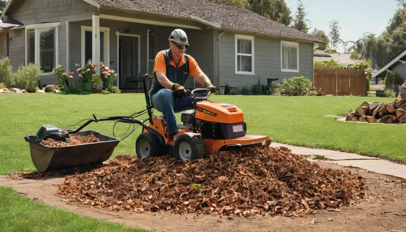 Provider grinding an old tree stump in a residential backyard in Seven Mile